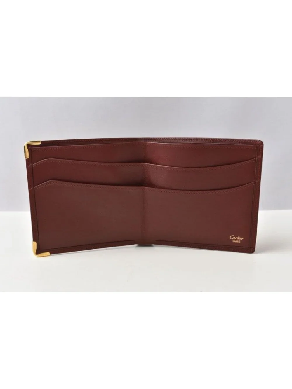 Cartier Fold Wallet Bifold Vintage Billfold Must de Cartier Bordeaux